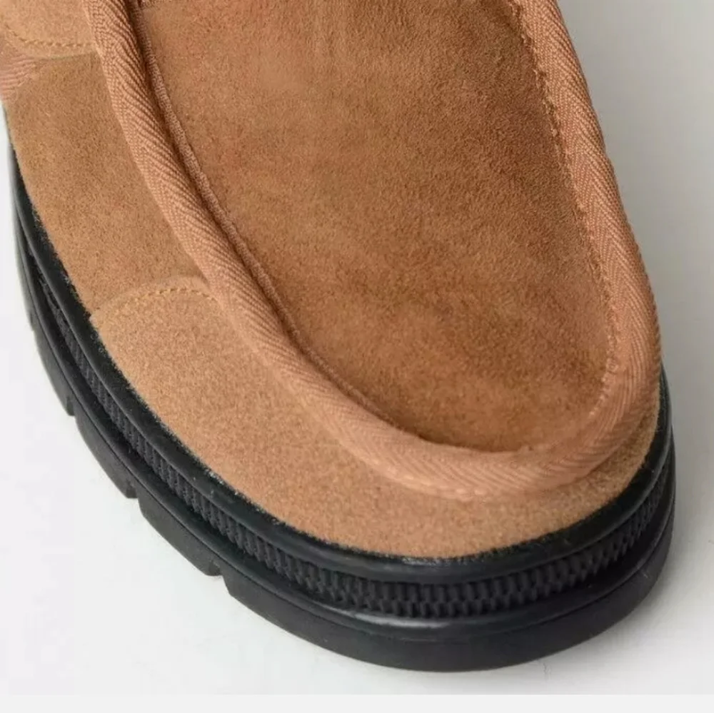 Faux Shearling Boots w/Velcro Close & Lug Sole Size 8